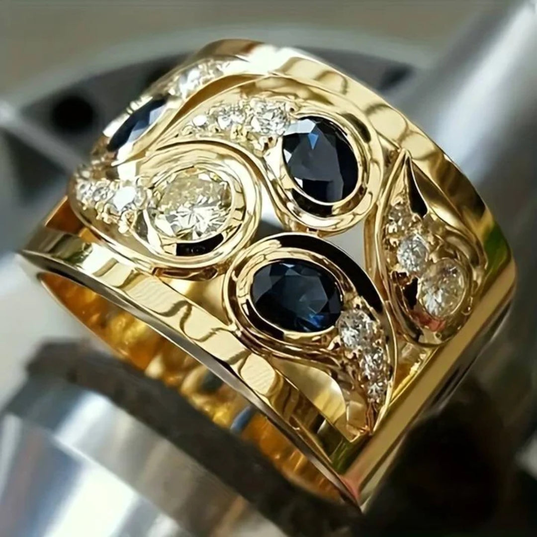 Anillo vintage de oro brillante