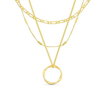 Collar de tres filas con círculo abierto
