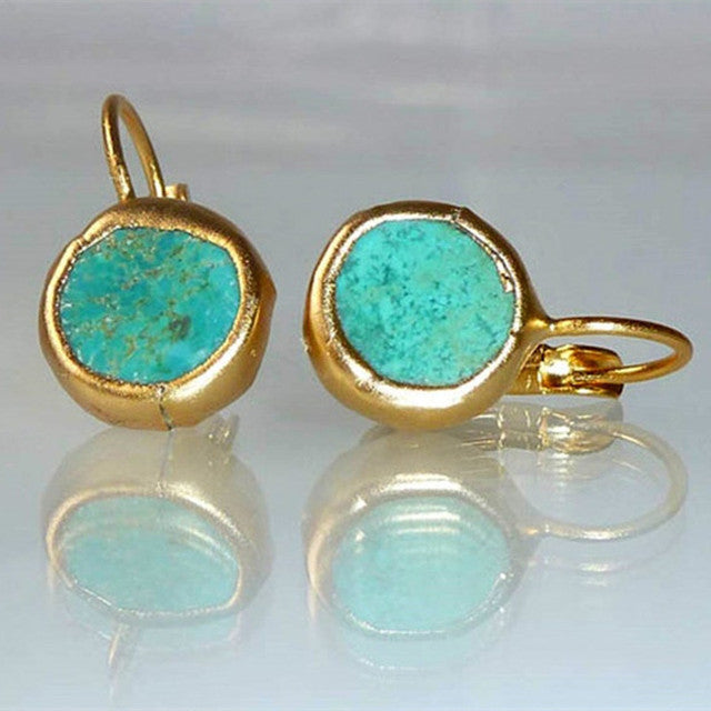 Pendientes vintage de oro con turquesa