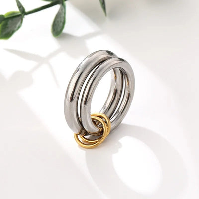 Anillo trenzado vintage de oro y plata