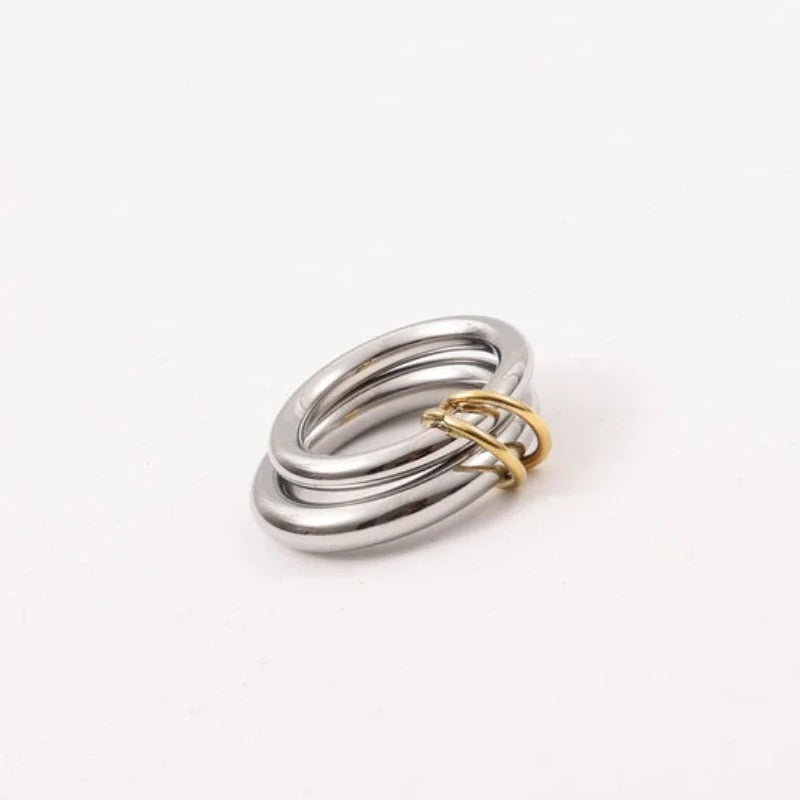 Anillo trenzado vintage de oro y plata