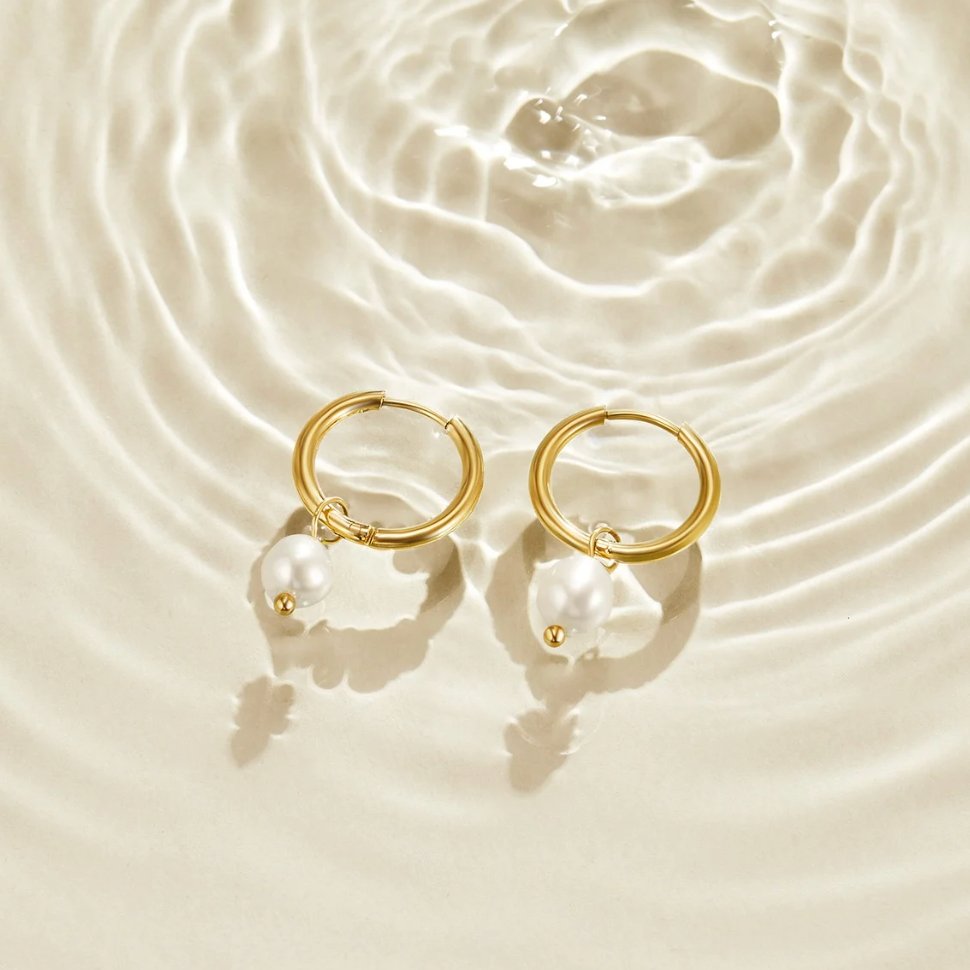 Pendientes de aro Bella con perlas de agua dulce