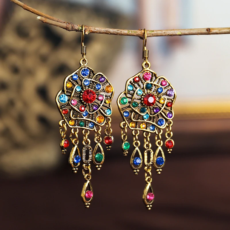 Pendientes vintage de mandala coloridos