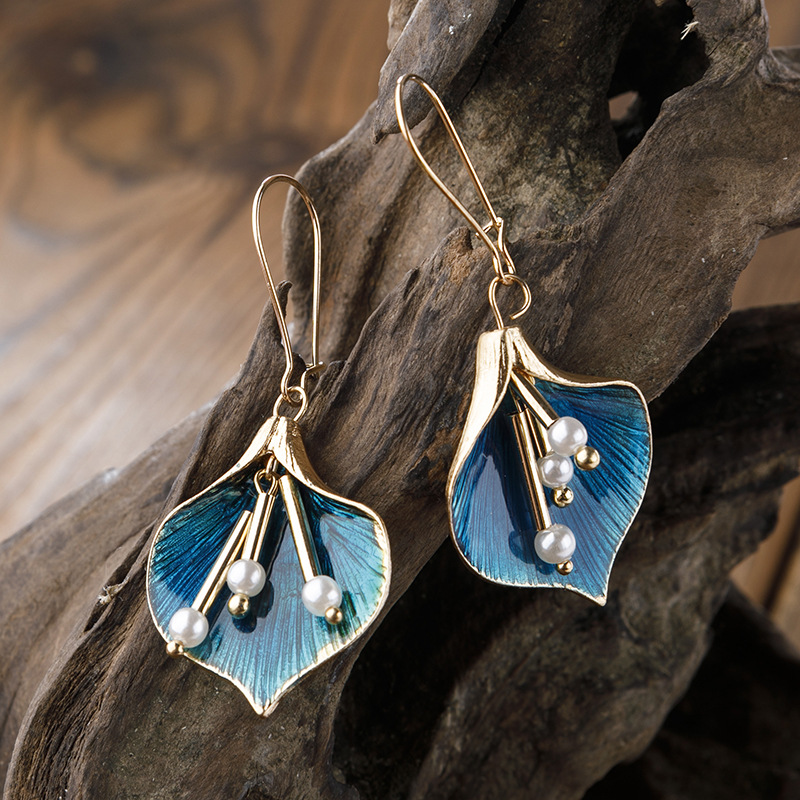 Srebrne kolczyki Vintage Blue Lotus