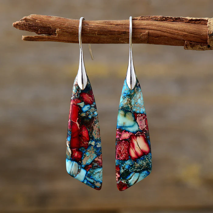 Pendientes vintage con piedras de colores
