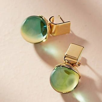 Pendientes de cristal verde dorado