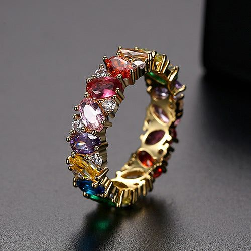 Anillo vintage de circonita coloreada