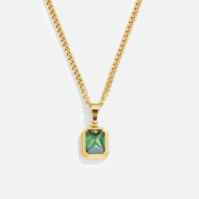 Collar con colgante de cristal verde Monet